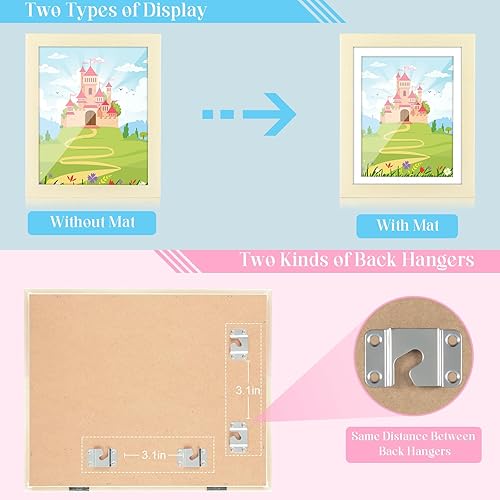 Miniatura 252 de [Paquete de 2] Marcos de arte para niños, marcos de arte para niños, de 8.5 x 11 pulgadas, con apertura frontal, intercambiables, marco de Crema