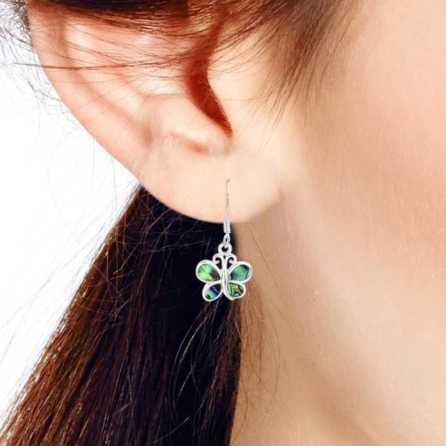 AeraVida Butterfly Abalone Shell .925 Sterling Silver Charm Earrings | Nature-Inspired Elegant Butterfly Jewelry for Women | Unique Abalone Silver Earrings - Image 5
