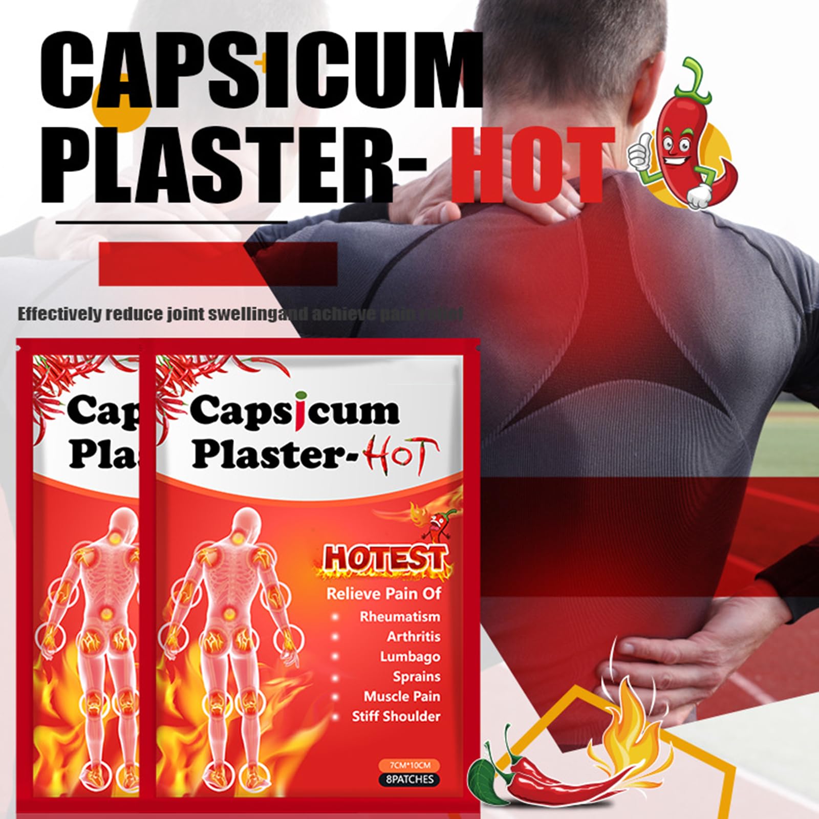 Patch termiche della Capsaicina,Patch termiche,Patch termiche di capsaicina naturale,Alleviare la tensione muscolare,Patch termiche per il corpo 40PC