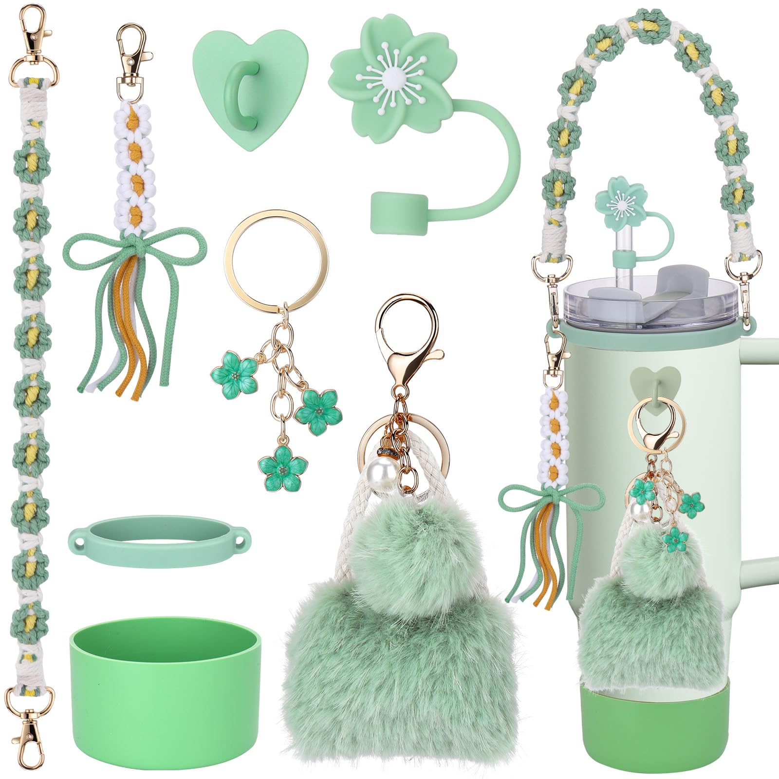 Set Accessori Mity Rain Per Tazza Stanley 850g E 1,134g – 8 Pezzi: Tracolla, Stivale In Silicone, Copricannuccia, Portachiavi, Portarossoretto E Ciondoli