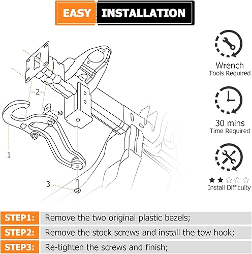 Miniatura 6 de WeiSen Juego de biseles de gancho de remolque para parachoques delantero izquierdo derecho lado del conductor lado del pasajero ganchos de remolque