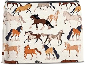 Horse Makeup Bag for Women Horse Lovers, Cute Horse Patterns Cosmetic Pouch Travel Toiletry Bag