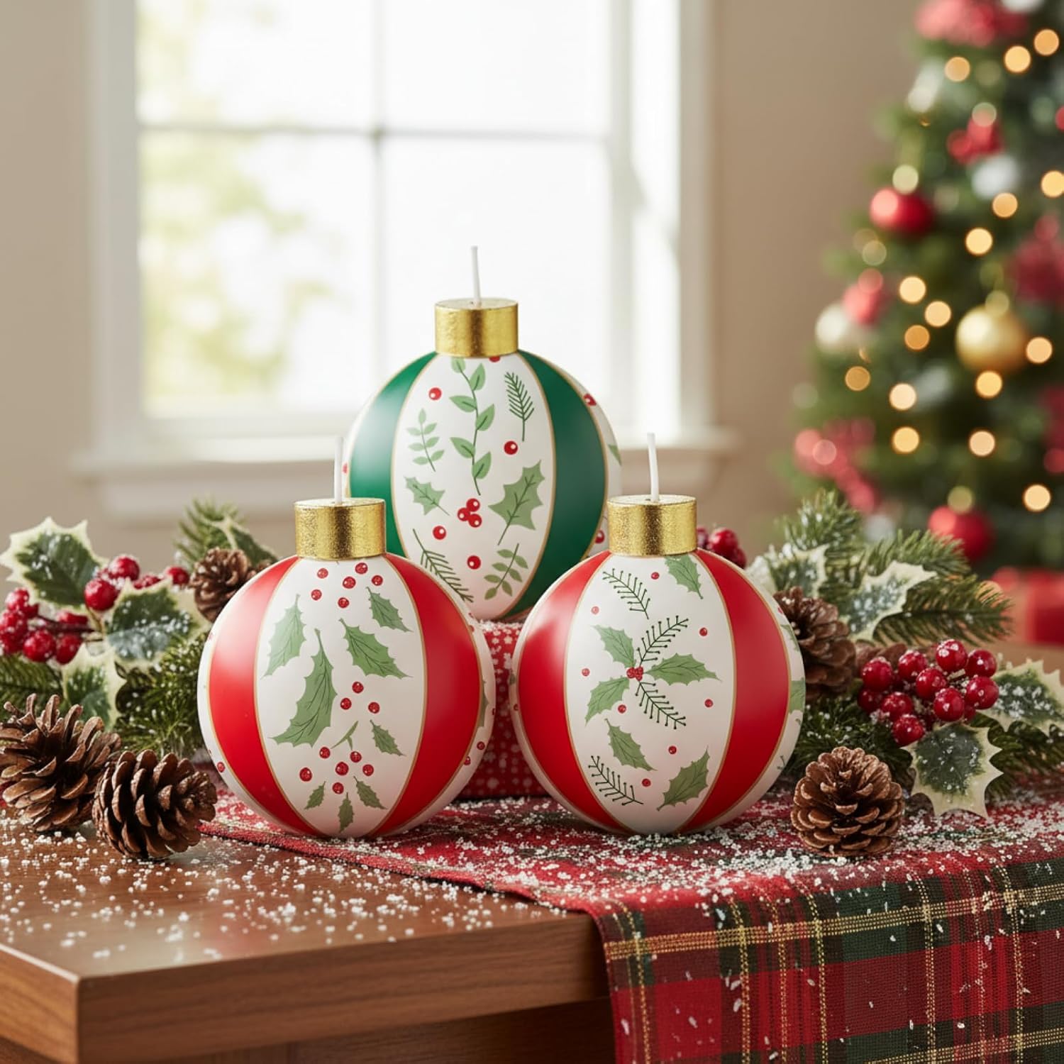 Lounsweer 4 Pcs Ball Candles 3 Inch Round Candles Glitter Swirl Novelty Pattern Unscented Decorative Sphere Candle for Weddings, Home Party Holiday Decoration, Housewarming Gifts