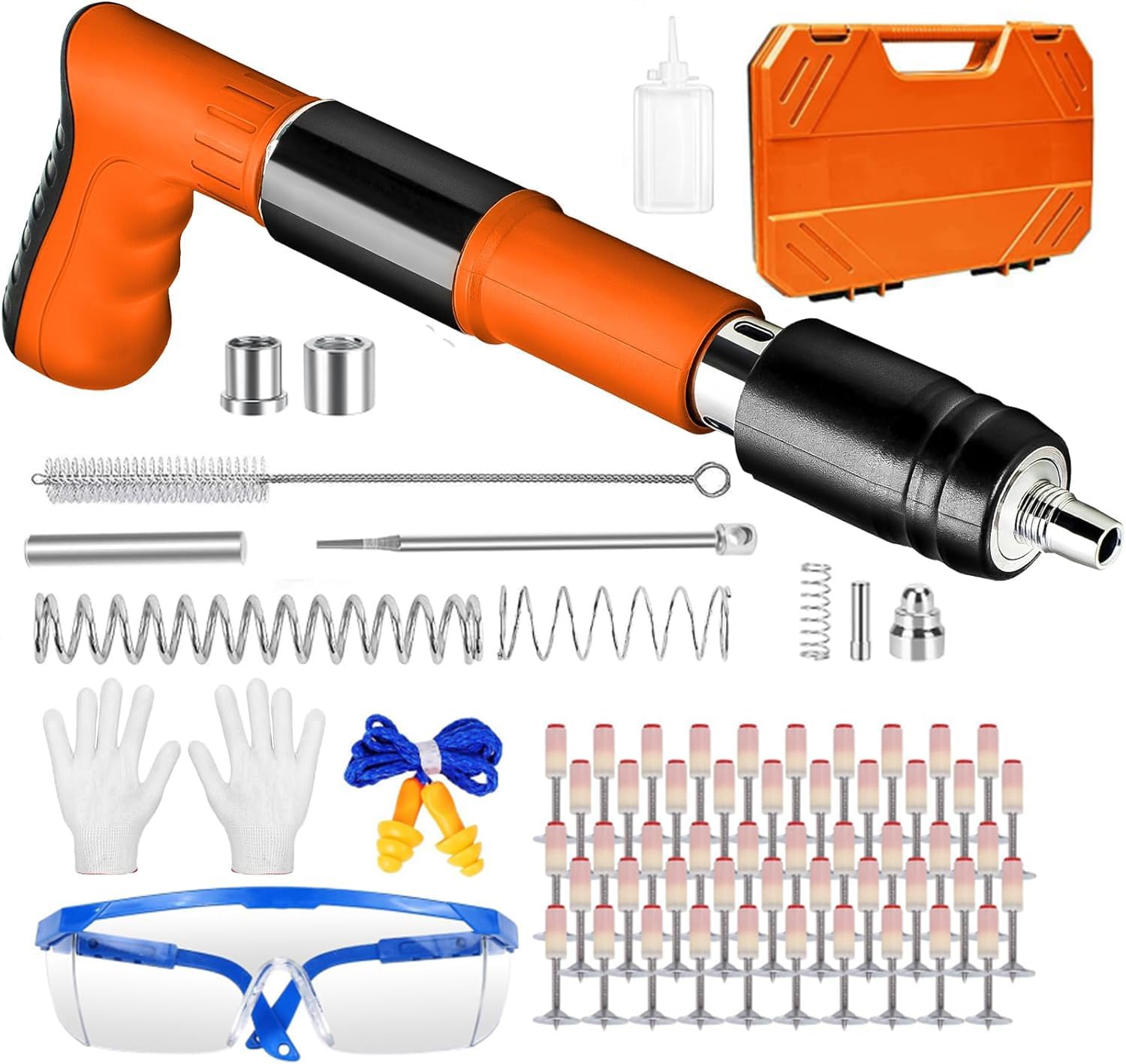 TUOSTART Manual Mini Steel Nail Gun, 5 Gears Adjustable Bolt Shooting Device, Wall Nail Gun with 200 Round Nails, Concrete Wall Nailer, Classic Style