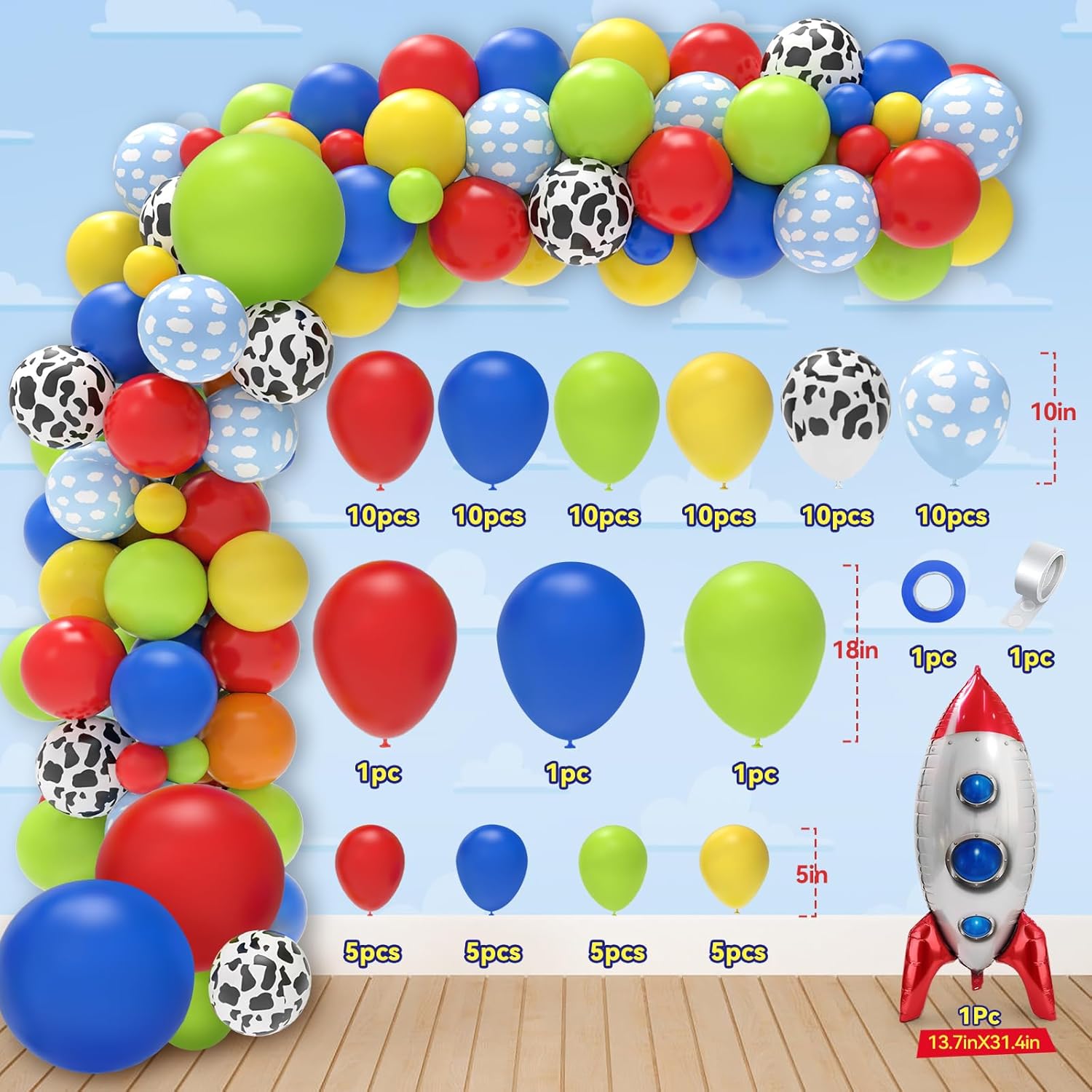 Two Infinity and Beyond Birthday Decorations, 108 Pcs Toy Inspired Story 2nd Birthday Party Supplies Include Toy Inspired Story Balloon Boxes, Banner, Balloons, Backdrop, Cake Topper, Tablecloth