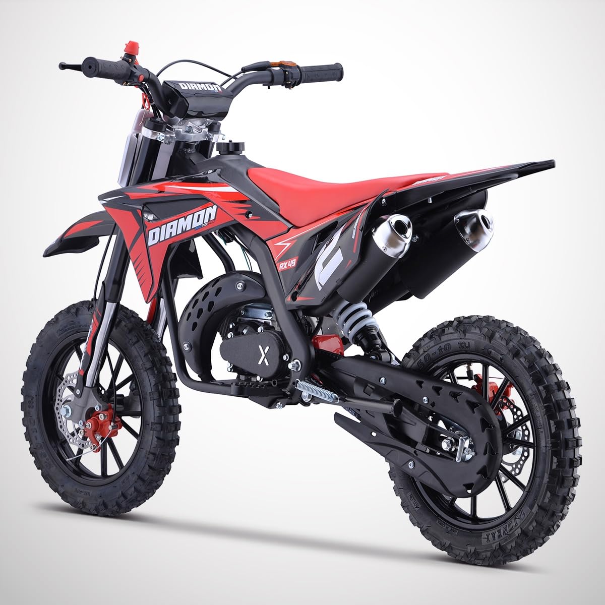Orion Mini Cross 49 50cc 2T Rouge | Mini Moto Enfant, Pocket Bike Cross, Fourche Inversée, Freins Disque Wave, Limiteur de Vitesse