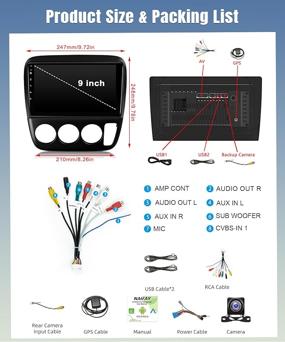 Naifay Android Car Stereo Radio for Honda CRV 1997 1998 1999 2000 2001