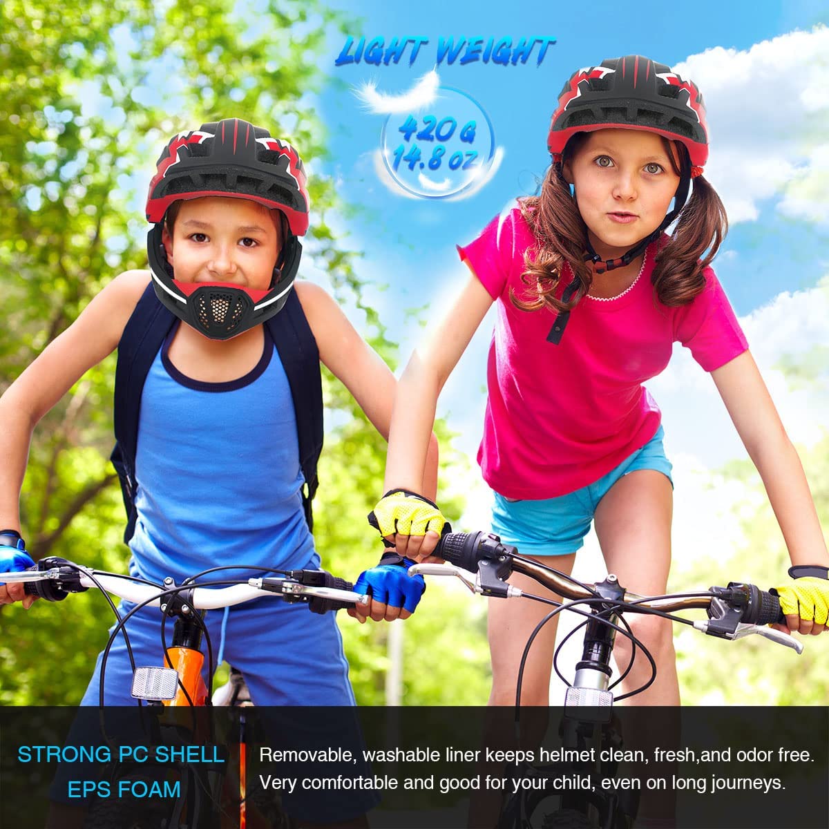 Lixada Casco desmontable de cara completa para niños, casco de seguridad deportivo para ciclismo, patinaje, patinaje sobre ruedas