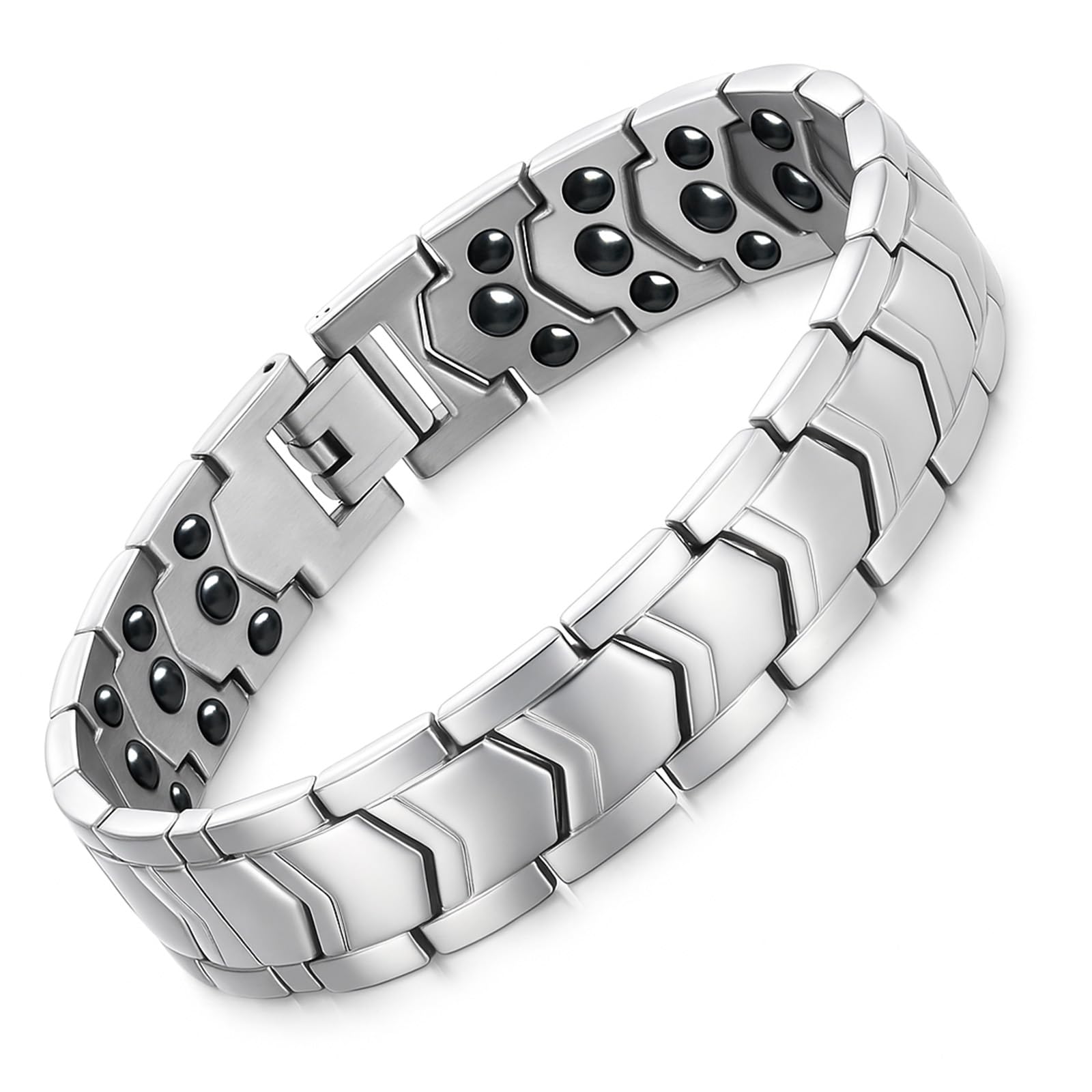 Amazon | [HAQI] 三列 ヘマタイト 磁気ブレスレット メンズ ステンレス