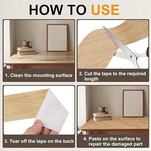 Miniatura 5 de PATIKIL Cinta de Grano de Madera 2" x 32 pies, Cinta de Reparación de Textura de Madera Autoadhesiva, Parche de Efecto de Madera Realista para