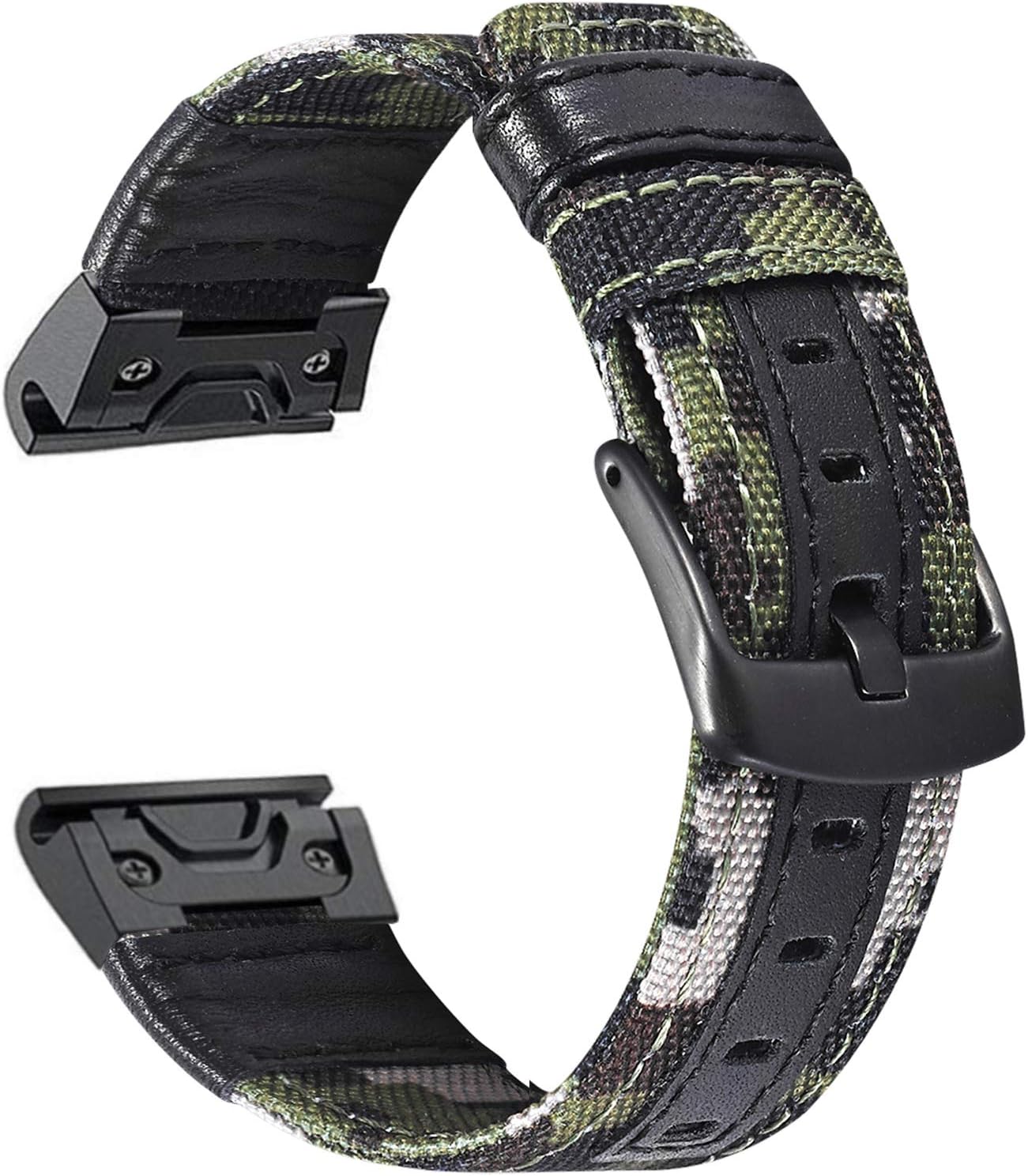 Olytop Fenix 7X/Fenix 6X /Fenix 5X Nylon Watch Band, 26mm Quick Release Fit Sport Nylon with Leather Watch Replacement Strap for Garmin Fenix 6X Pro/Fenix 5X Plus,Fenix 3/3 HR,Enduro-Camouflage