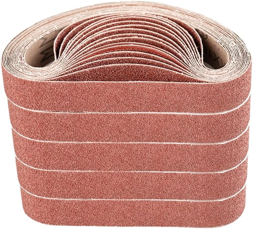 Sanding Belts 20 x 520 mm.5 Different Grits.6 X 40/80/120/180/320 Each,Abrasive Belt Set, for Power Tool Sander for Cleaning Burrs, Paint (30 pcs)
