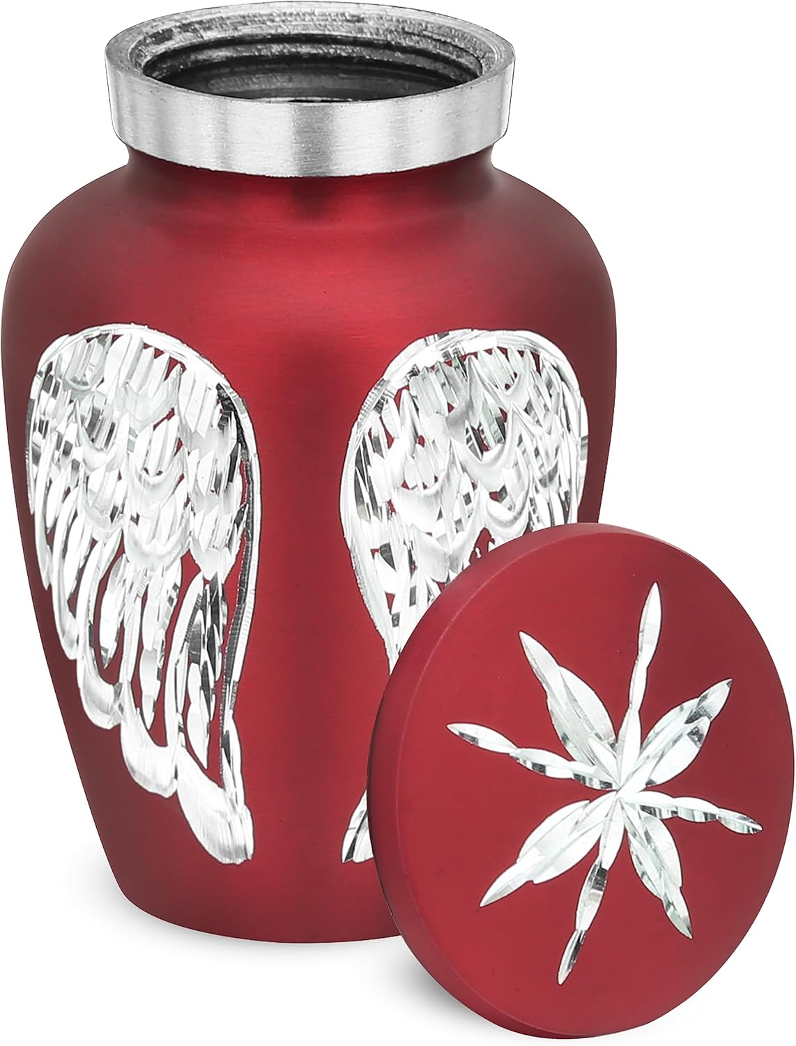 Red Small Urns for Human Ashes - Angel Wings Mini Urns for Human Ashes - Cremation Keepsakes urns for Ashes - Ash Holders for Human Ashes / Urn / Urns