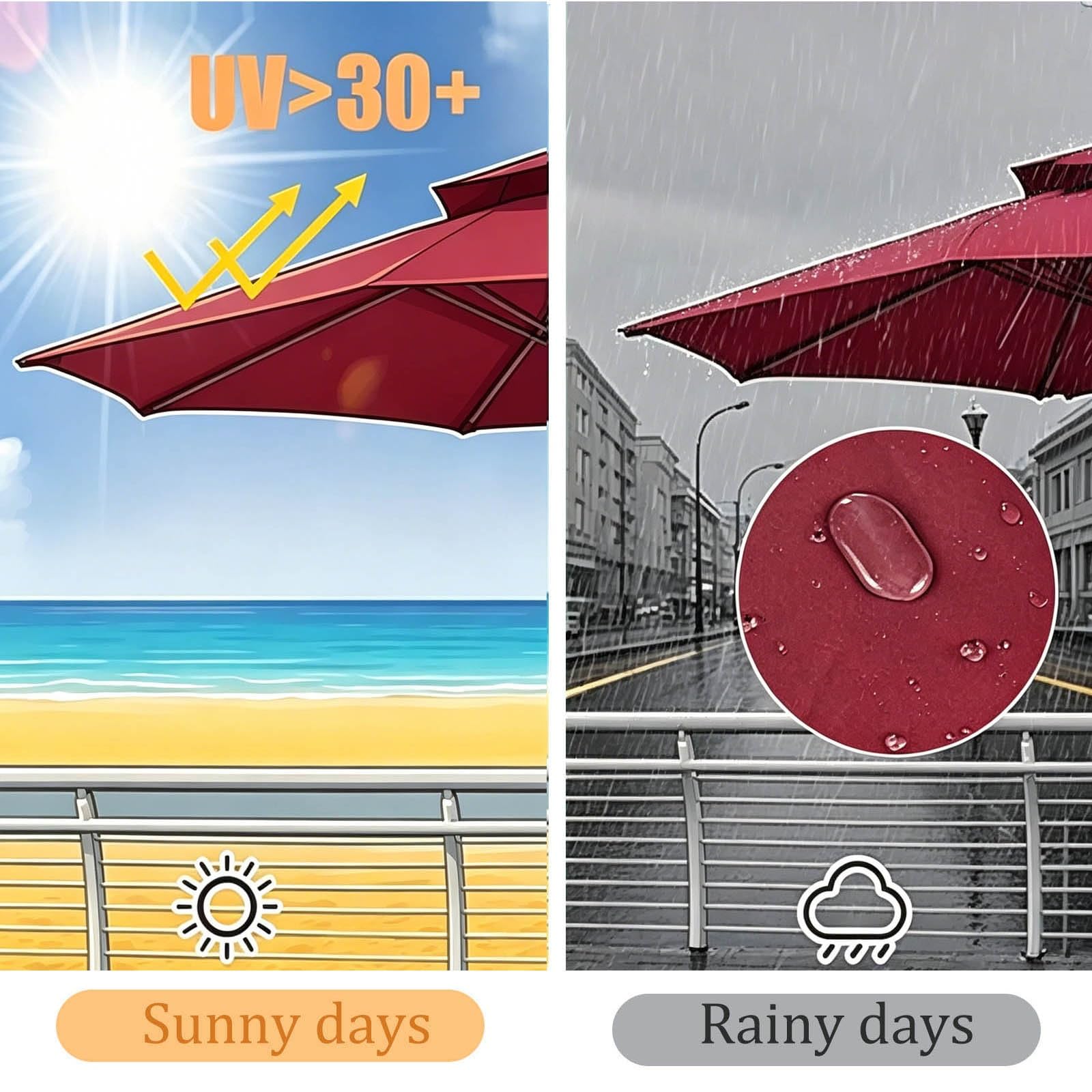 Toldo De Recambio Sombrilla 8 Brazos 3.0m 3.5m Recambio De Tela Para Sombrilla Excentrica Toldo De Repuesto Para Sombrilla Patio Impermeable Protección UV Para Jardín Playa(Beige,3m(10ft))