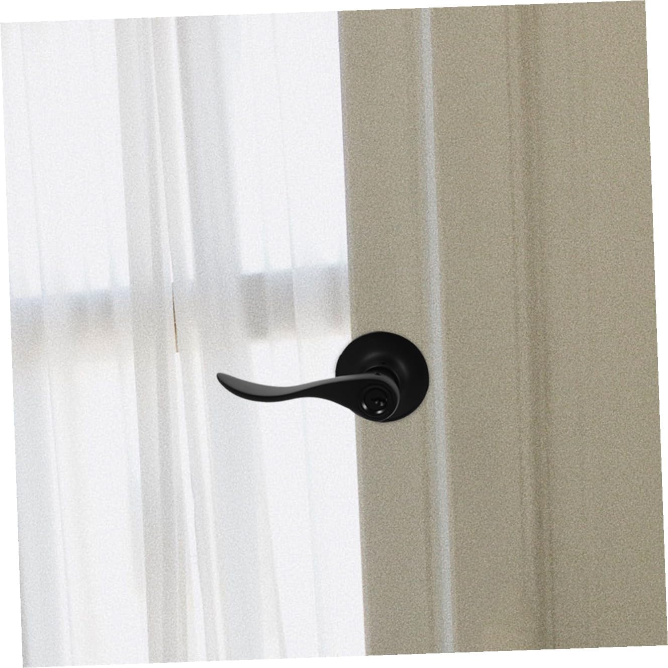 Alipis Entry Door Lever Handle Lock with Privacy Function Black Round Bore Bedroom Door Lock Handle for Home and Bathroom