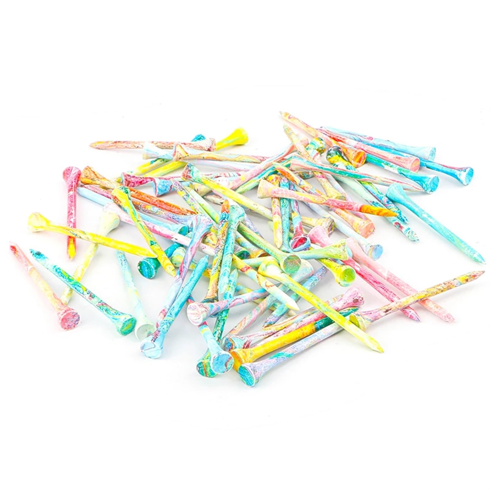 Golf Tee 50 Stück Holz-Golf-Tees, tragbares Golf-Tack, stabilere Golfball-Nägel-Tees, buntes Golf-Trainingsball-Tee for Sportplätze FüR Einen Idealen Abschlag