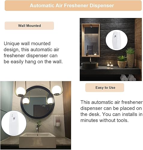Miniatura 2 de Ambientador automático de pared, dispensador de ambientador temporizado, montado en la pared, ambientador ajustable, dispensador de fragancia en