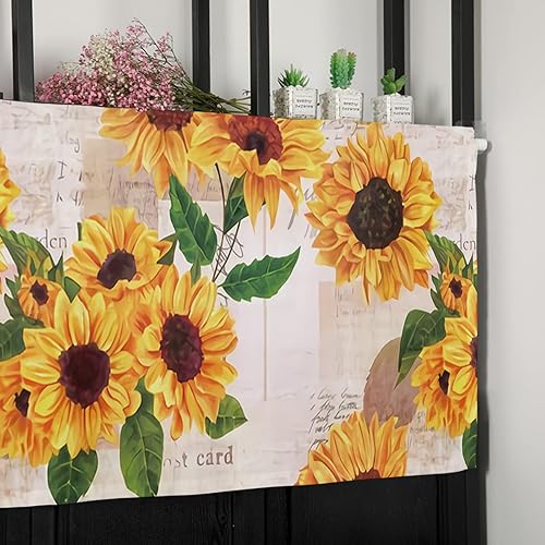 Miniatura 7 de Cortinas con cenefa de girasol para dormitorio, sala de estar, periódico, cortinas rústicas romanas para ventanas, cortinas de granja con bolsillo