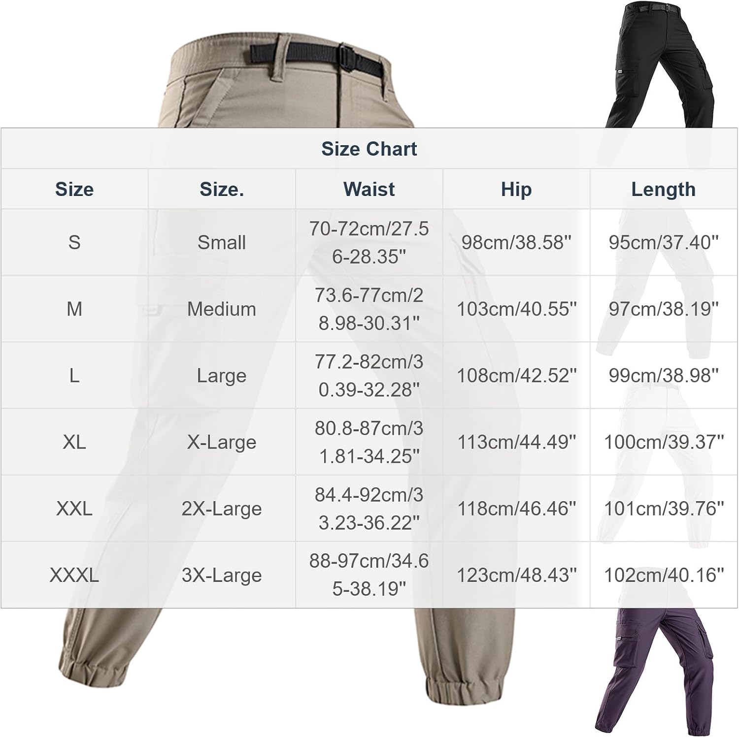 Men's Cargo Tactical Pants Hiking Quick Dry Outdoor Fishing Travel Active Sweatpants with Multi Pockets