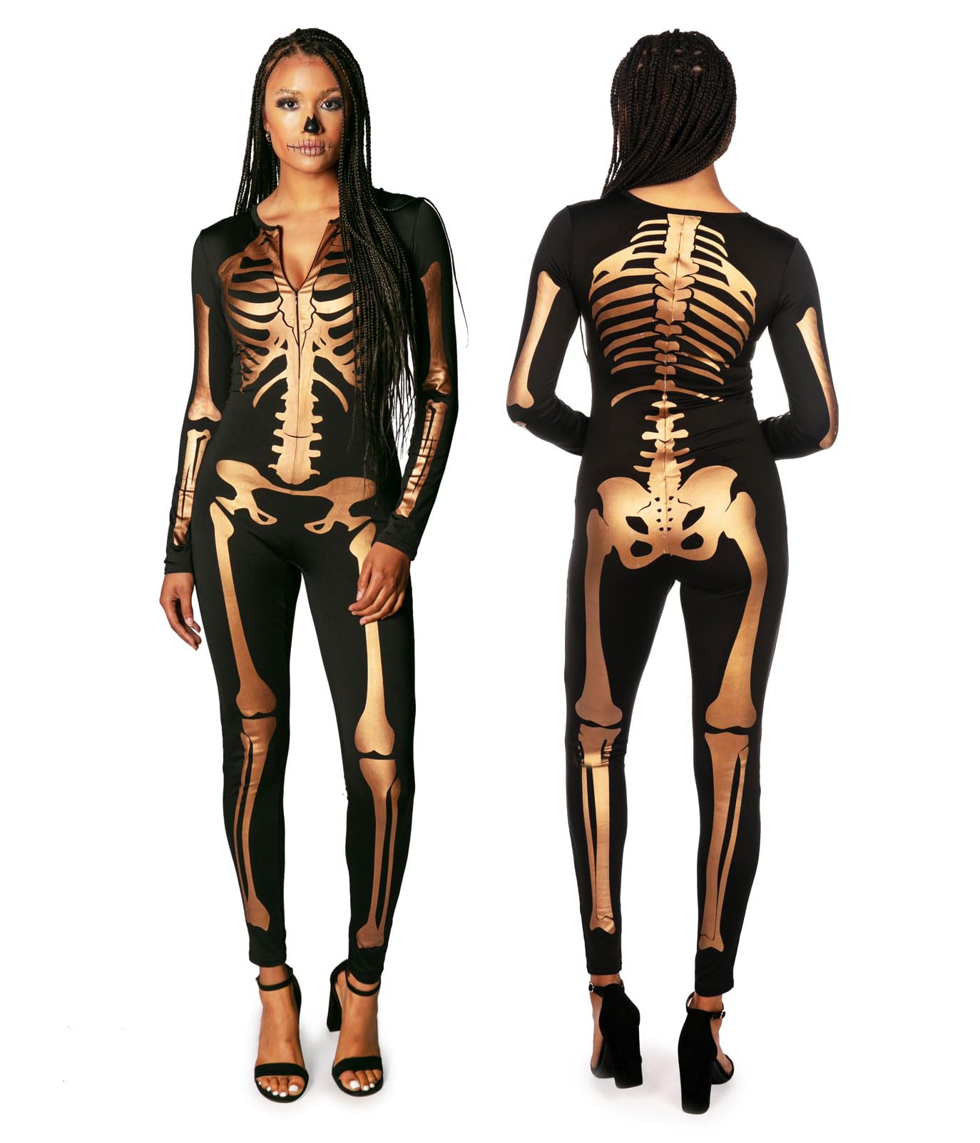 Tipsy Elves Sexy Halloween Skeleton Bodysuit for Women - One Piece Costume | Baddie and Bold, Front and Back Print, Ultra Comfortable Feel, Premium Construction, Back Zipper
