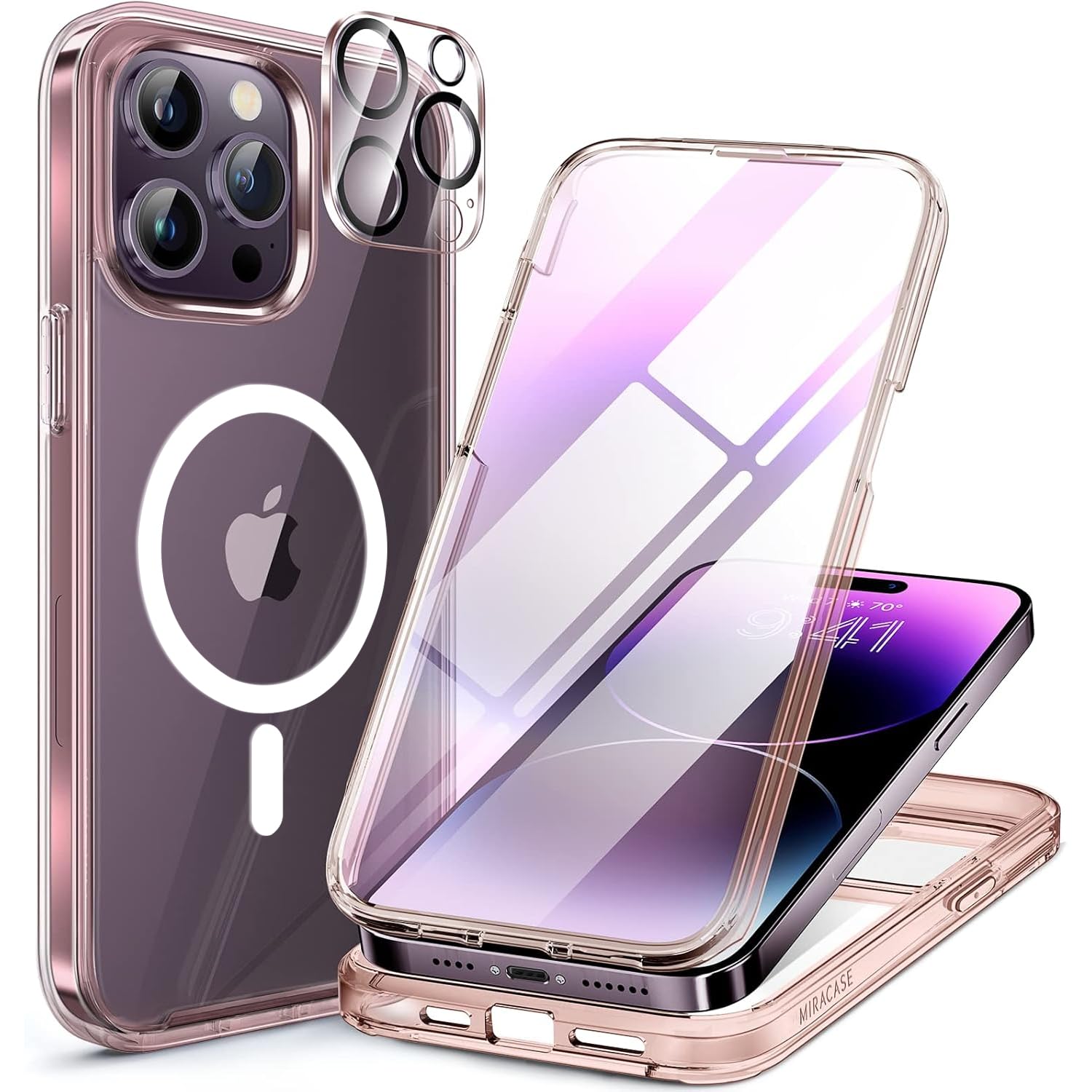 Photo 1 of Miracase Magnetic Clear Pink Case for iPhone 14 Pro