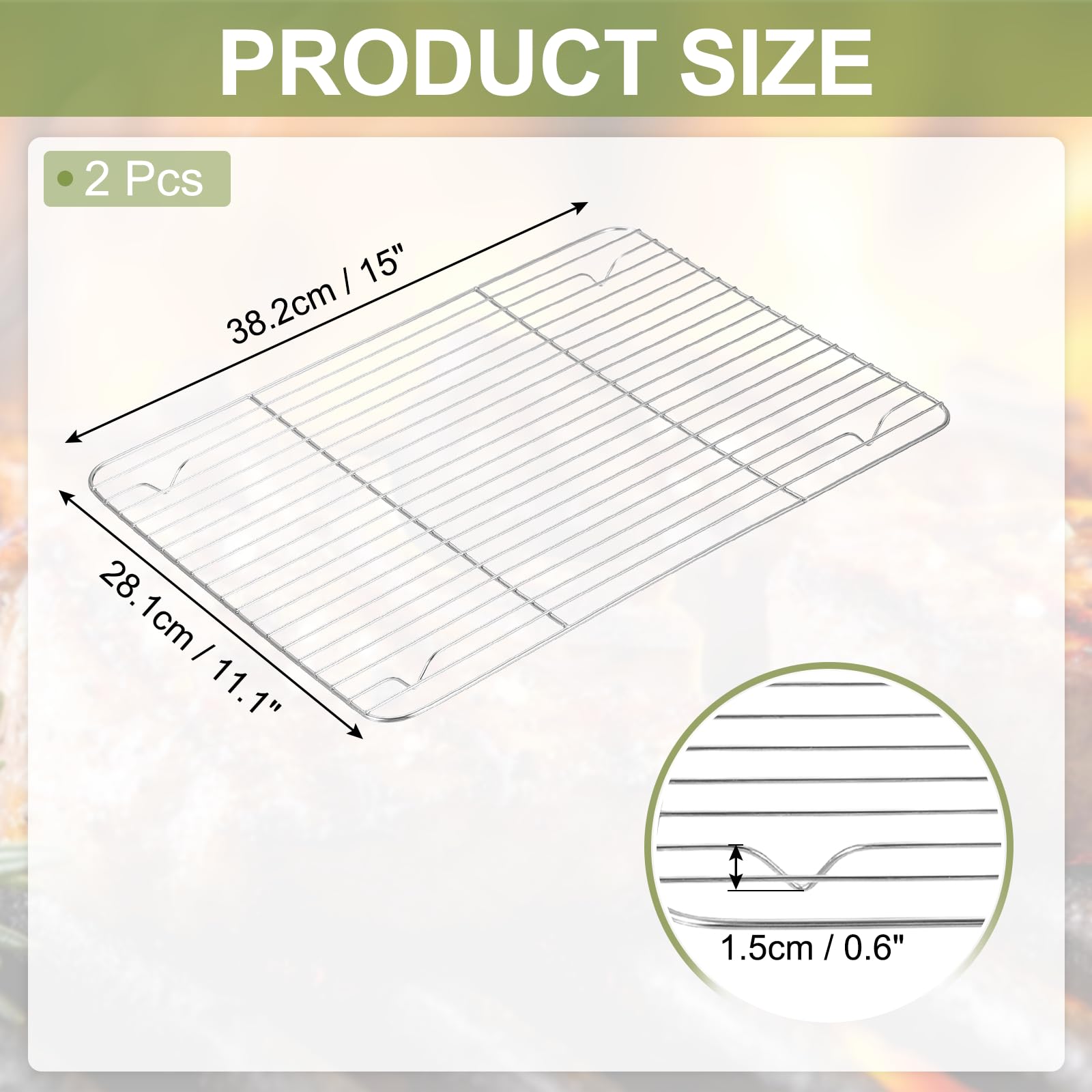 QUARKZMAN 2 Pezzi Griglia Rettangolare 15" x 11.1" per Biscotto Argento