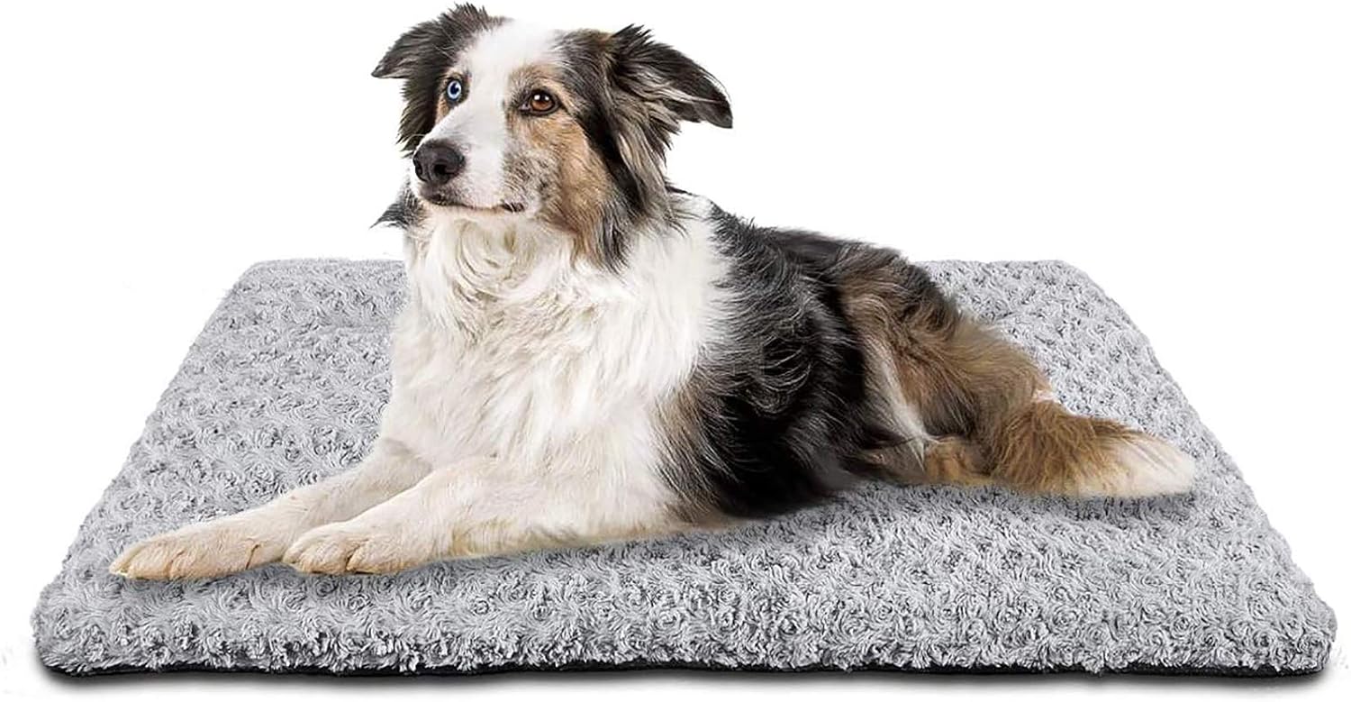 SIWA MARY Dog Bed Crate Pad Mat 30/36/42 in Anti Slip Washable Mattress Pets Kennel Pad for Large Medium Small Dogs Sleeping (36-inch,Grey)