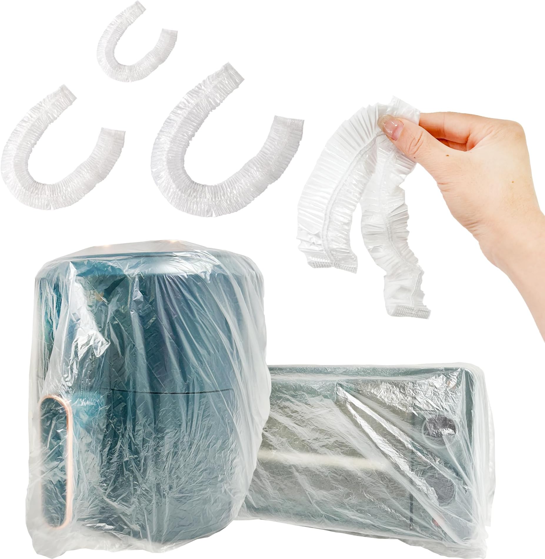 JuGeoZhi 30PCS Thickened Clear Kitchen Appliance Covers Upgraded Disposable Furniture Dust Cover with Elastic for Small Appliance, Oven, Pressure Cooker, Blender, Toaster, Air Fryer(S, M, L)