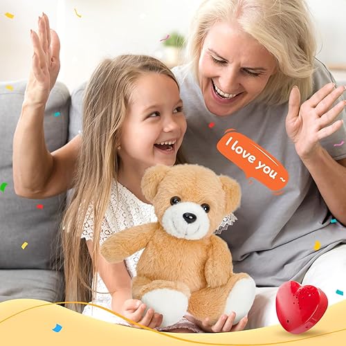 Miniatura 2 de Oso de peluche grabable con latido del corazón de 12 pulgadas, grabador de voz, juguete de peluche suave y mullido, regalo de muñeca para niños,