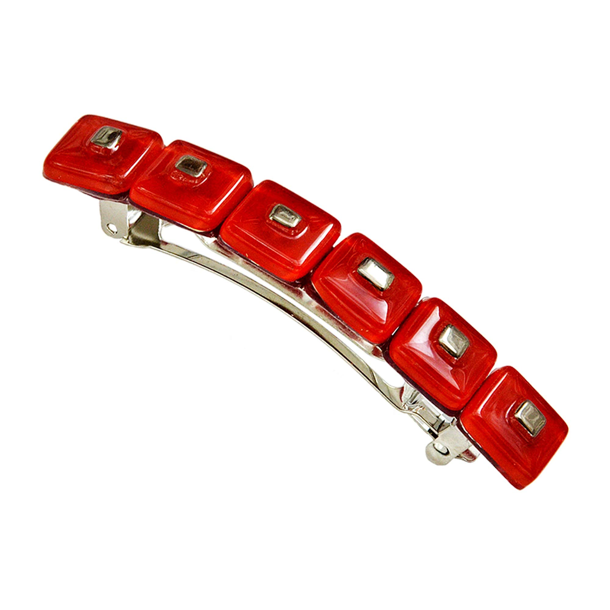 Molletta per capelli rosso • Accessori per capelli firmati per donne e ragazze • Vetro ceco decorato con platino • Componenti in metallo francese • Barrette • Fermaglio • Fatto a mano in Europa