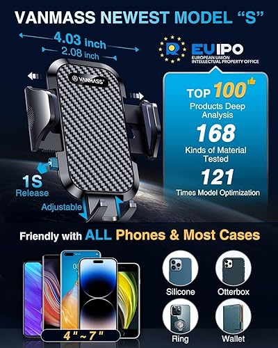 Miniatura 9 de VANMASS Soporte para teléfono de automóvil actualizado 2025 gancho de acero patentado Clip de montaje de teléfono para ventilación de automóvil,