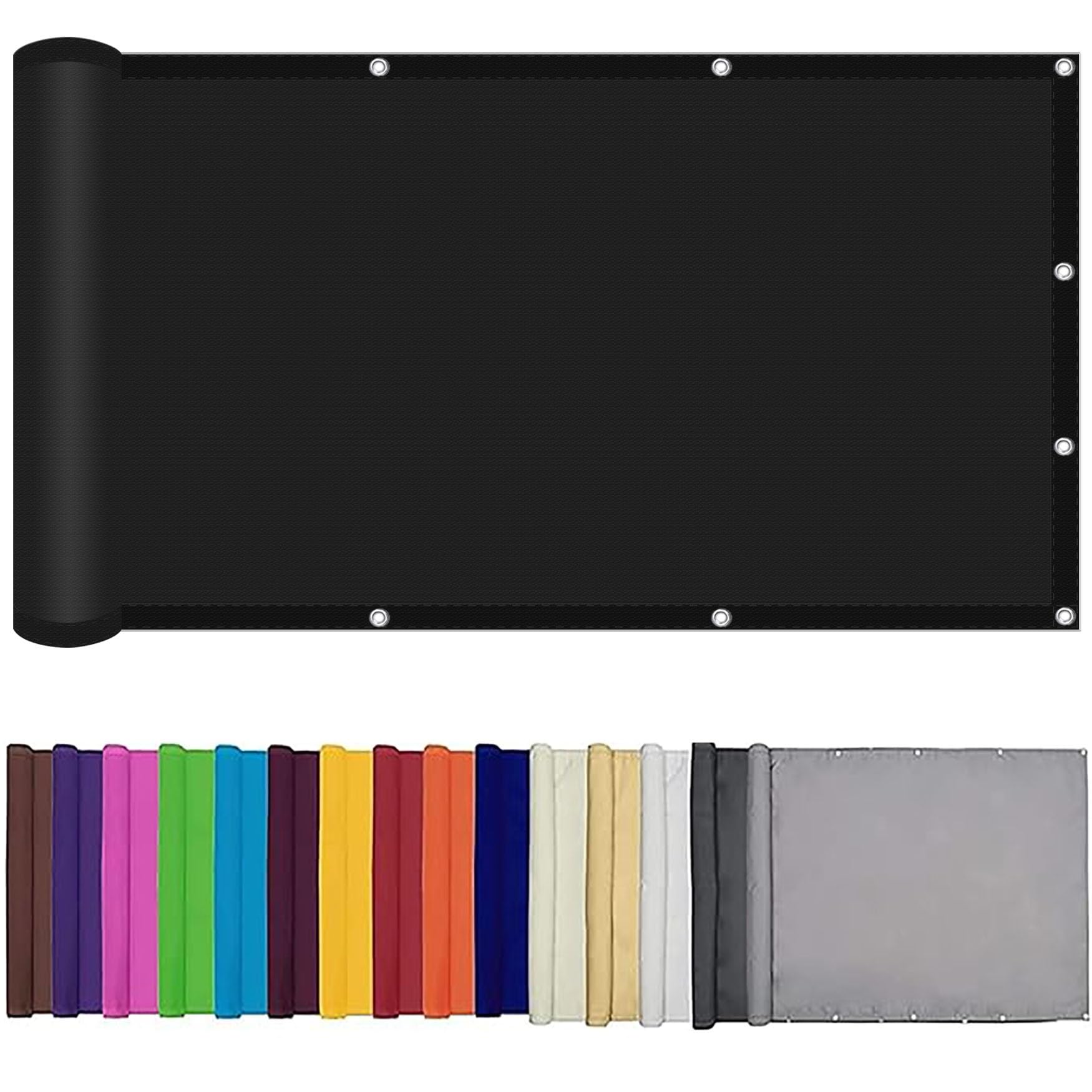 Voile d'ombrage noir 2 x 6.5 m contre la chaleur du balcon