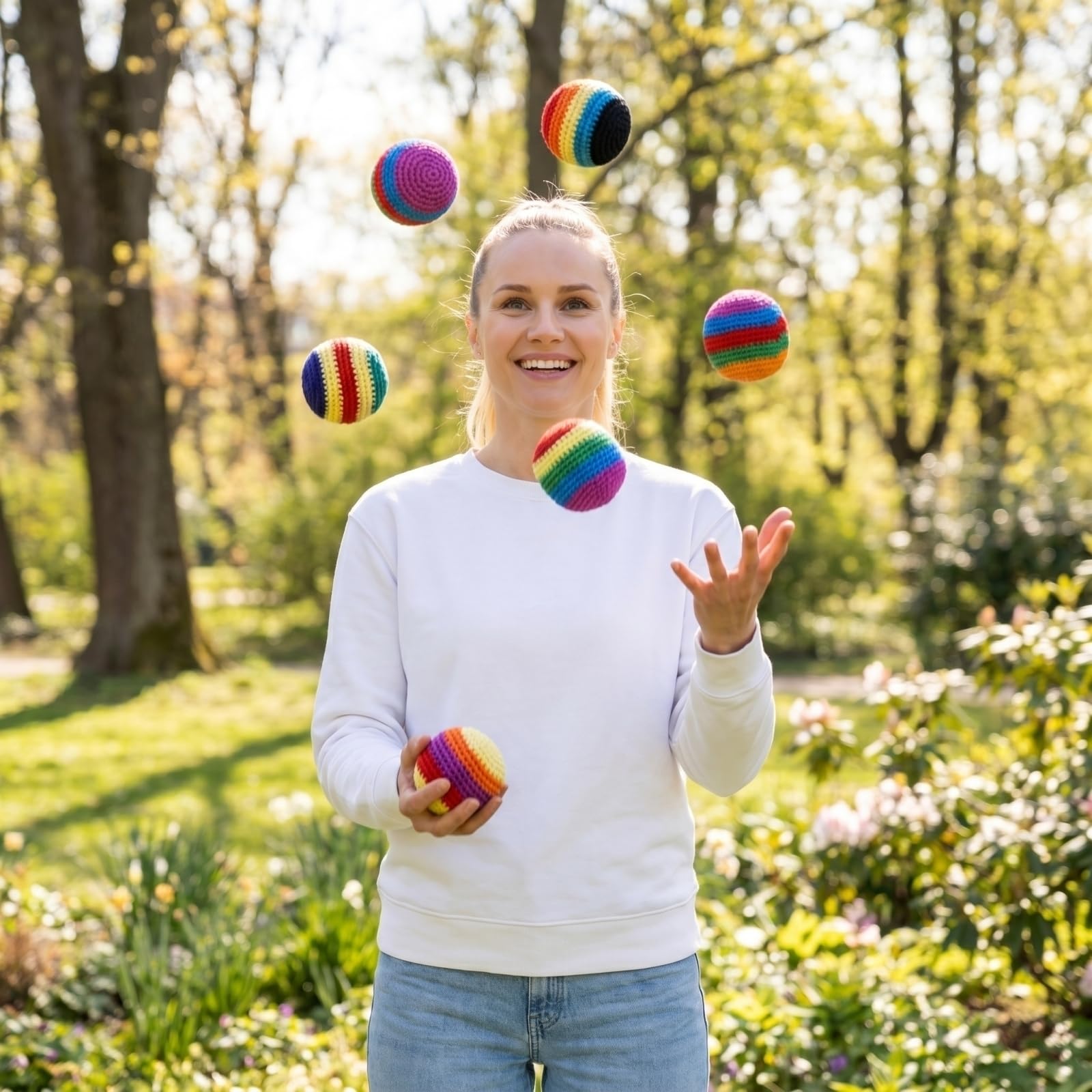 Generisch Hacky Sack Gestrickte Jonglierbälle Erwachsene Footbag Hackisack Bälle Juggling Balls für Anfänger & Profis, 6 Stück