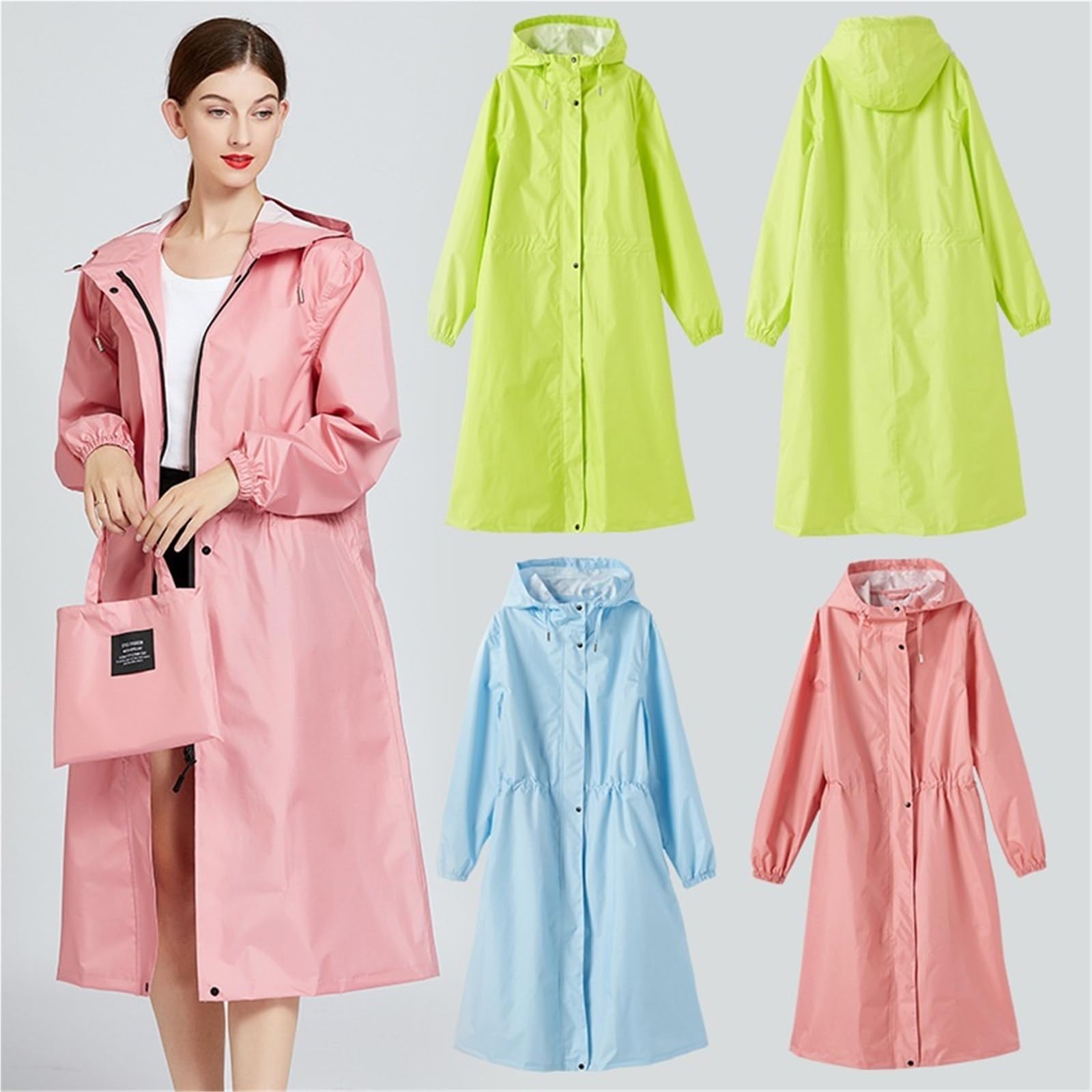 Impermeabile Uomo Giacca antipioggia da donna con cerniera, impermeabile, lunga, for adulti, antivento, da uomo, da trekking, impermeabile