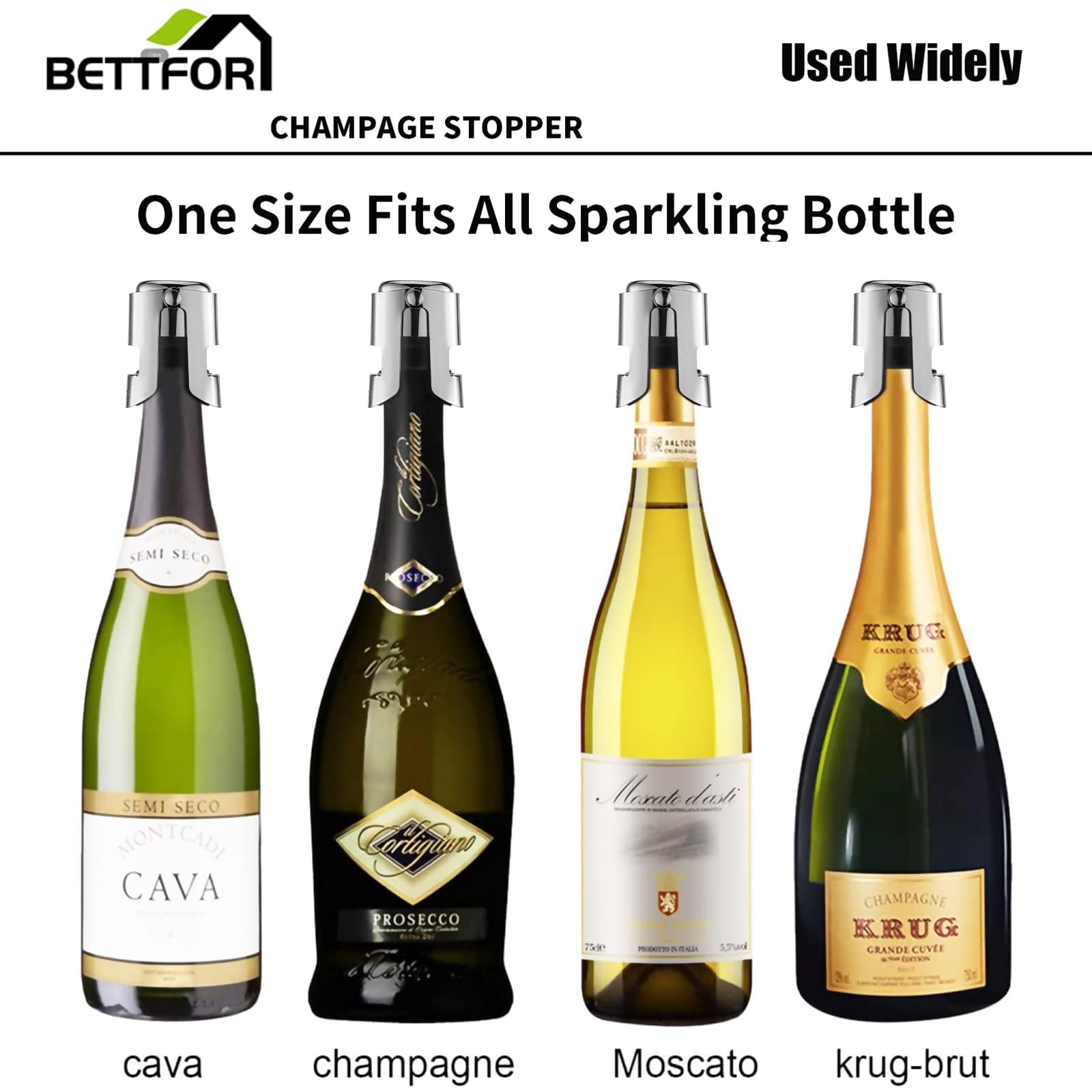 Lot de 6 bouchons à champagne avec économiseur de champagne en acier inoxydable avec silicone de qualité alimentaire anti-fuite pour garder au frais, convient pour champagne, cava, prosecco et