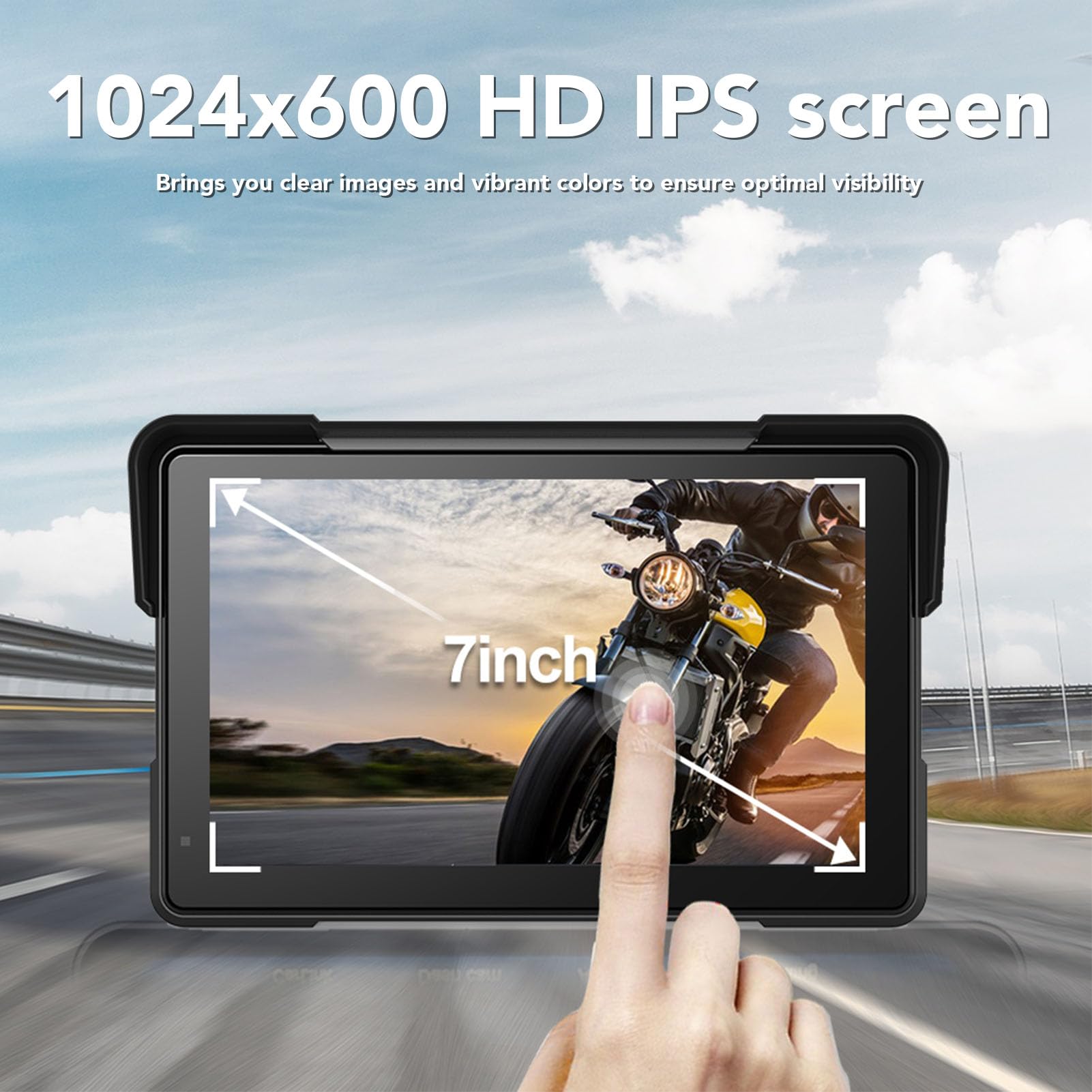 Luocute System Nawigacji Motorbike GPS, łączność Słuchawek, 7 -calowy Ekran IPS HD, Wodoodporny, łatwa Instalacja, dla CarPlay, z Assistant, Przewodowe Zdalne Sterowanie