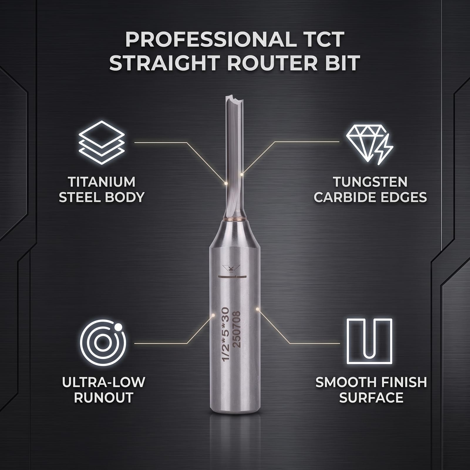 Sxhlseller TCT Fresa Router 1/2 Pulgada Vástago Tamaño 5mm