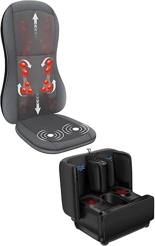 COMFIER Máquina masajeadora de pies 2 en 1 y reposapiés otomano, masajeador Shiatsu de pies y pantorrillas con calor, amasado, vibración,