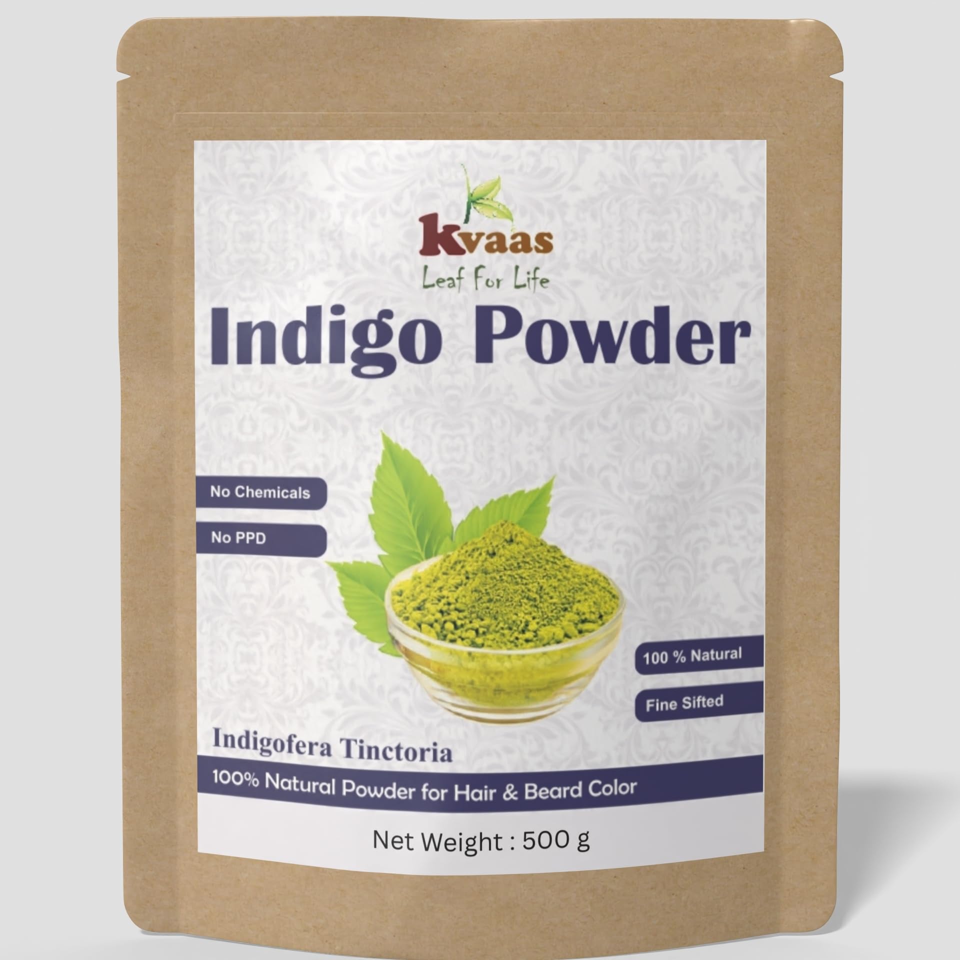 Kvaas Indigo Powder | 500 g | Indigofera Tinctoria | Natural Hair Colour | indigo Powder for Black Hair-image-44