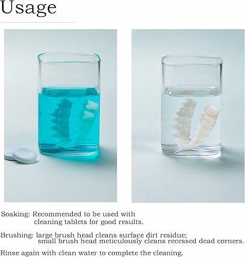 Miniatura 6 de Octuitey Cepillo de dientes para dentaduras dentales, 4 unidades, cepillo de limpieza de dentaduras, cepillo de dientes de doble cara, cerdas