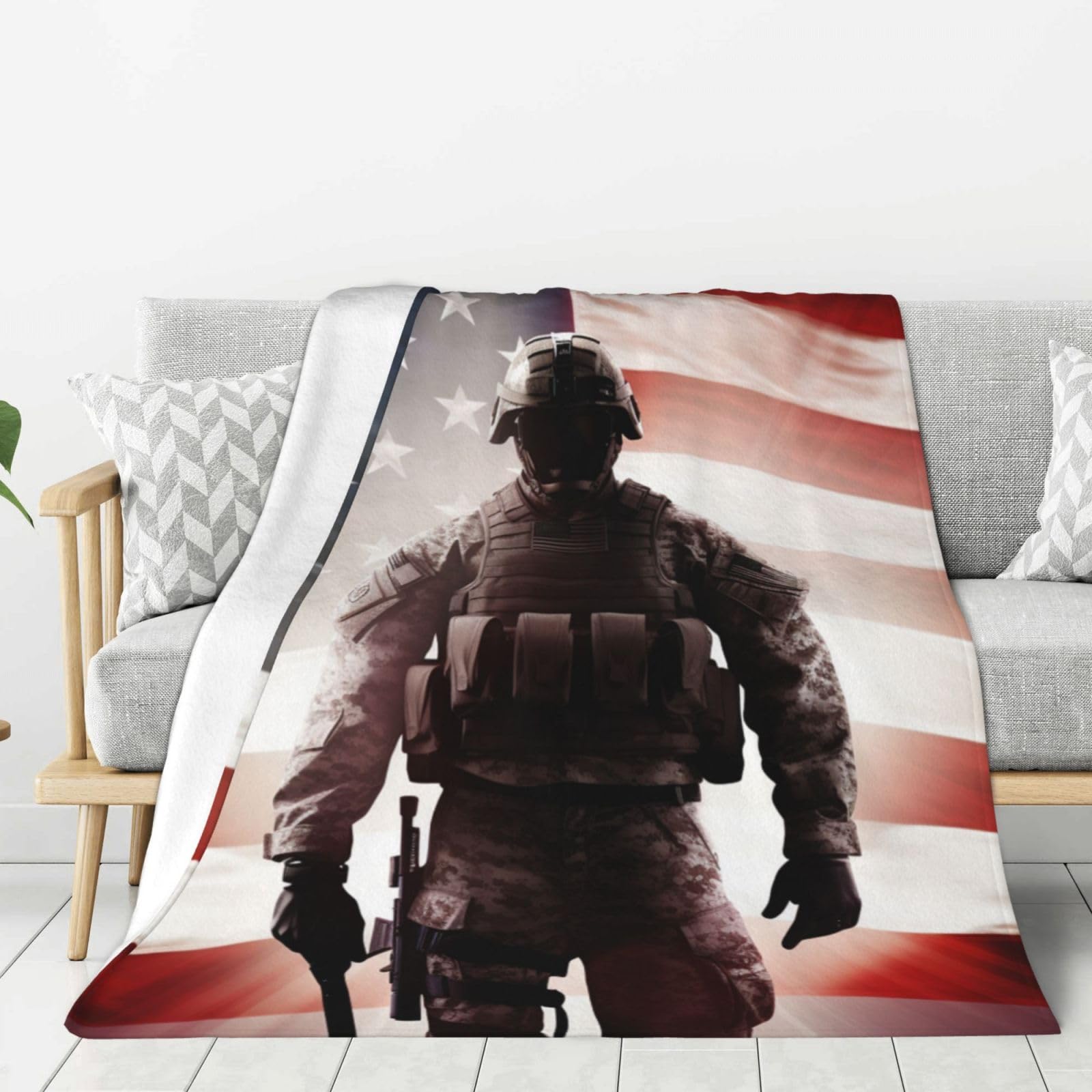 Couverture en flanelle douce drapeau américain plaid polaire léger lit et canapé