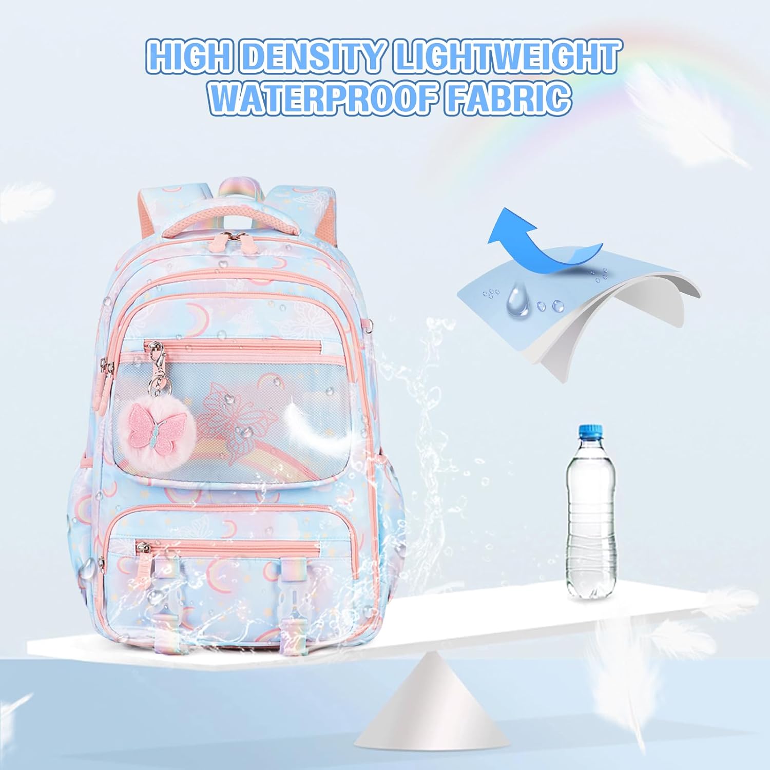 Backpack for Girls, Rainbow Butterfly Girls Backpacks with Lunch Bag Pencil Case Set, Kids Backpack Kindergarten Elementary Middle School Book Bag for Teen Girl Children Students - Image 7
