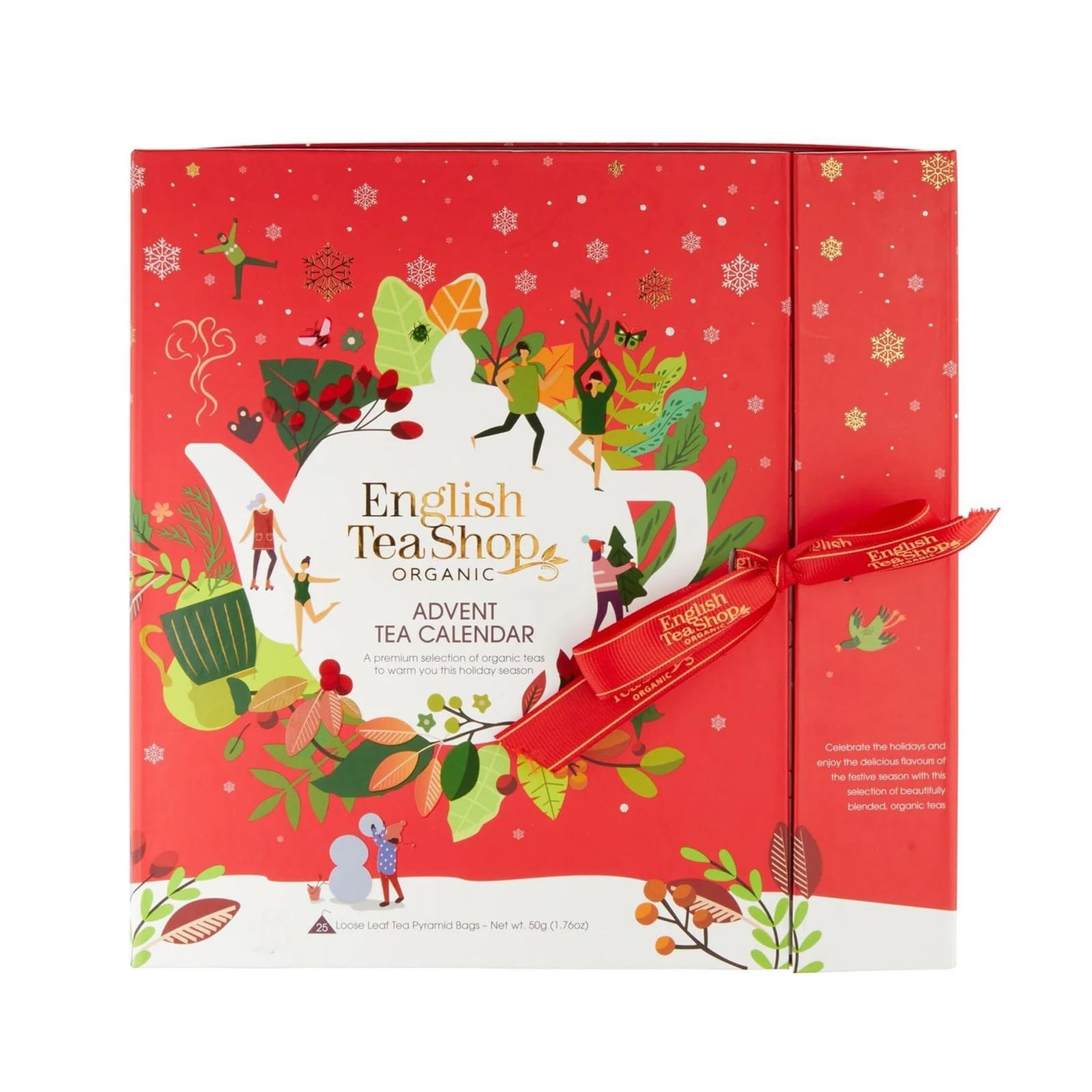 – English Tea Shop Organic Tea Book Red Advent Calendar - 24 Tea Bag Sachets | 24 Flavours