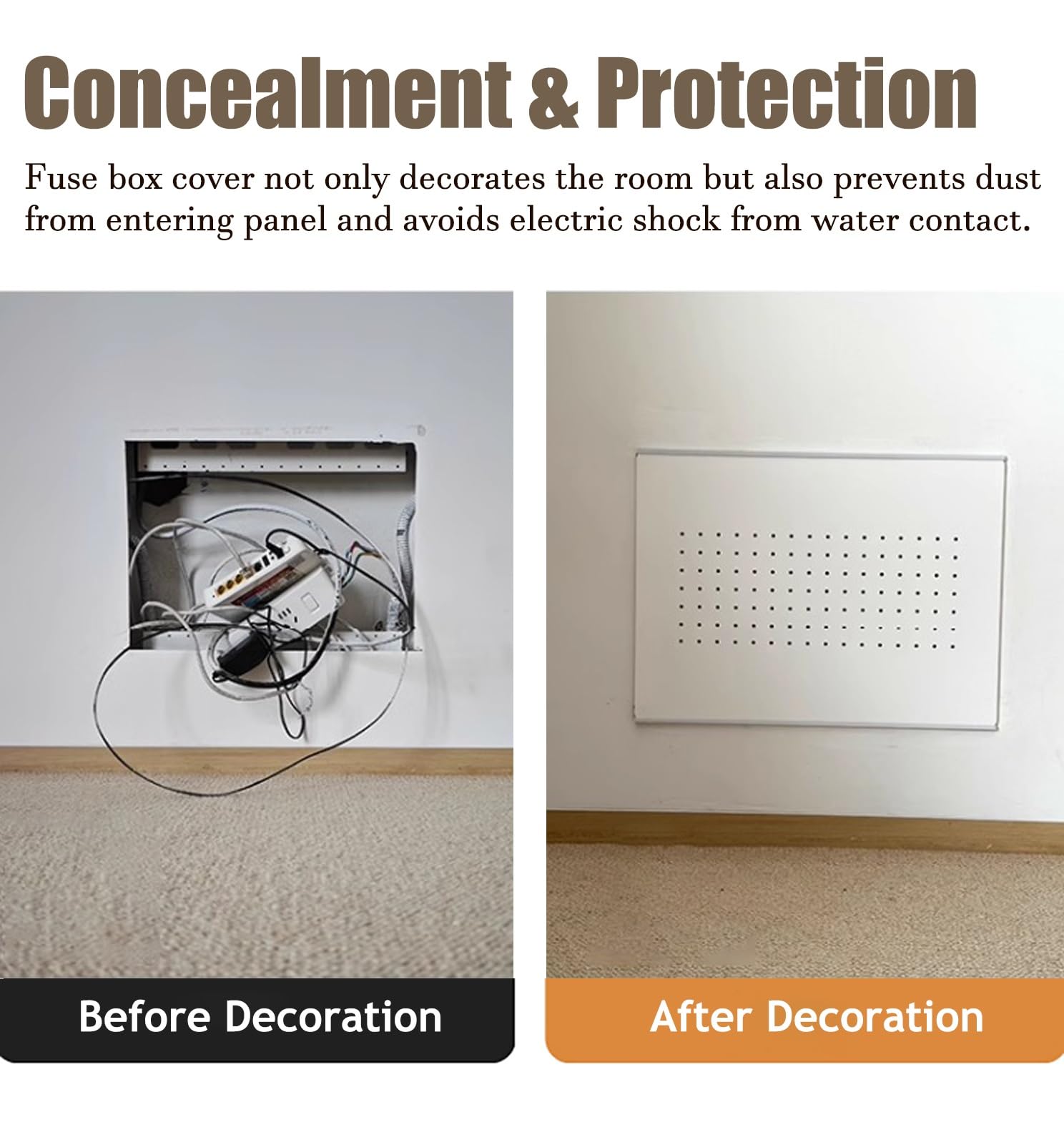 Copri Quadro Elettrico Copertura Scorrevole per Quadro Elettrico con Guida Autoadesiva, Copertura Decorativa per Scatola del Contatore Elettrico Extra Sottile, Copertura per Scatola dei Fusibili per(W
