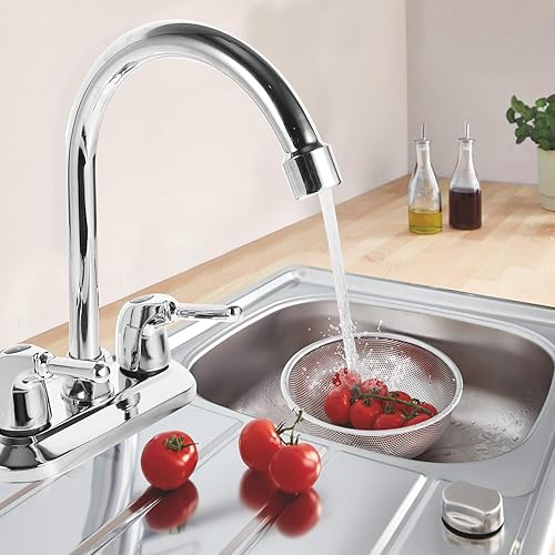 Miniatura 4 de Cabilock Grifos calientes y fríos: grifo mezclador de cocina y baño de doble mango con rotación flexible para un fácil control del agua, instalación
