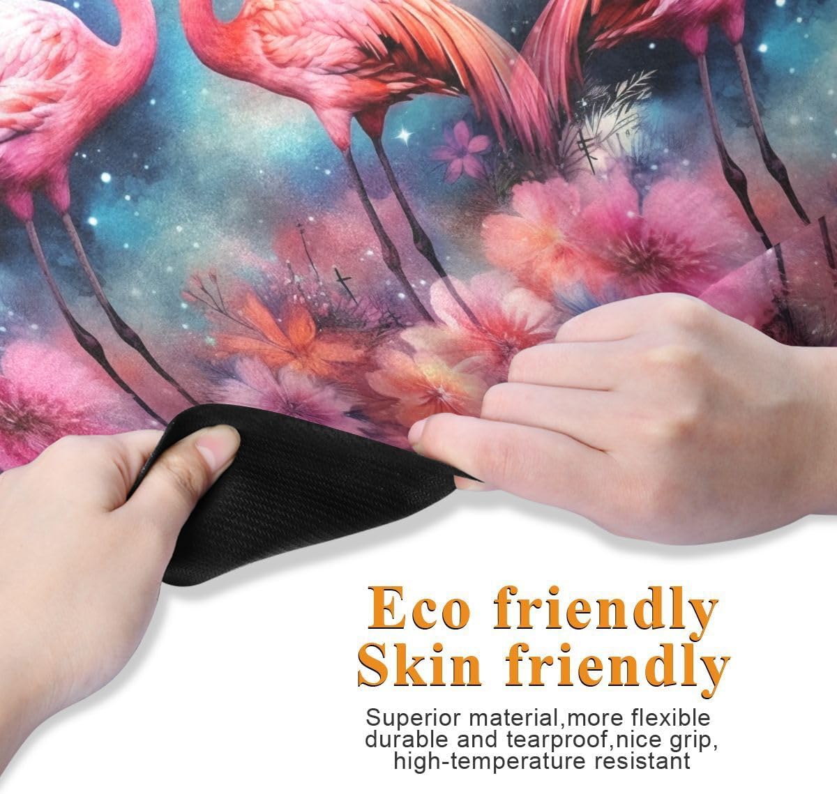 ALAZA Flamingos Nebula Flowers Yoga Mat Non Slip Fitness Exercise Mat, Workout Mat for Yoga, Pilates and Floor Exercises