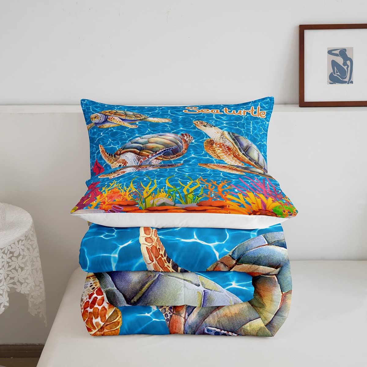Set Di Biancheria Da Letto Con Motivo Tartaruga Marina, Per Bambini