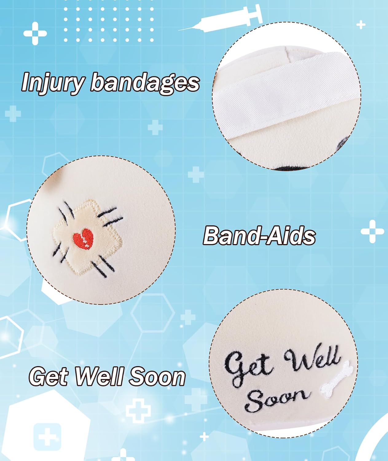 Get Well Soon Dog Plush - Dog Stuffed Animals Apricot Plushie Toys with Injury Bandage, Kids' Pillow Cushion, Gifts for Patient Girls Boys，9 Inch - Image 5