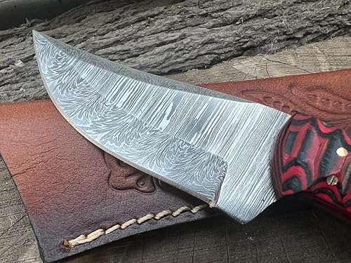 Miniatura 6 de SOGO KNIVES Cuchillo de caza de hoja fija de Damasco con funda, el mejor cuchillo de caza para hombres con mango antideslizante, cuchillo de