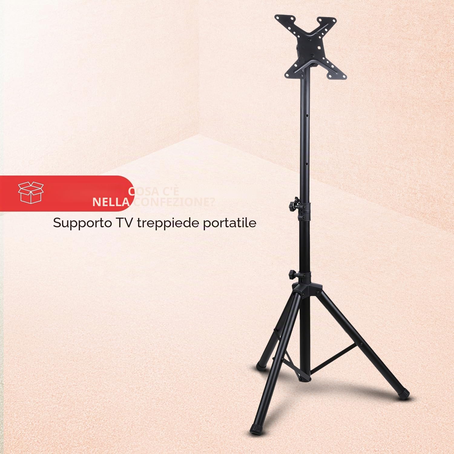 Pyle Premium LCD Flat Panel TV Tripod, Supporto TV Portatile, Supporto Pieghevole, Adatto per TV LCD LED Flat Screen Fino a 32", Altezza Regolabile, Capacità di Peso di 10 kg, VESA 200x200, 220x220